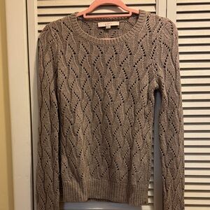 LOFT Women's Textured Knit Sweater - Brown ~ XS
